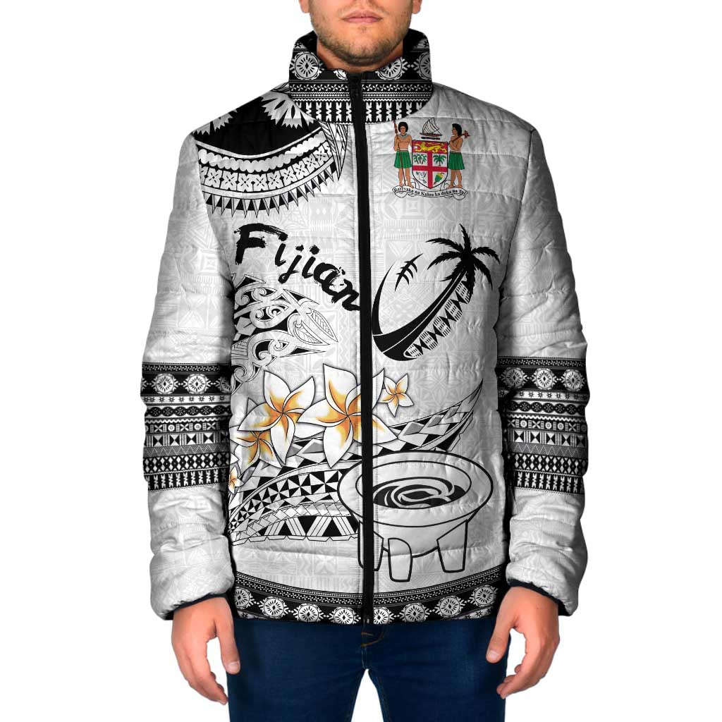 Fijian Traditional Culture Padded Jacket Tapa Tribal Tattoos LT03 Men White - Polynesian Pride