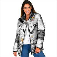 Fijian Traditional Culture Padded Jacket Tapa Tribal Tattoos LT03 Women White - Polynesian Pride