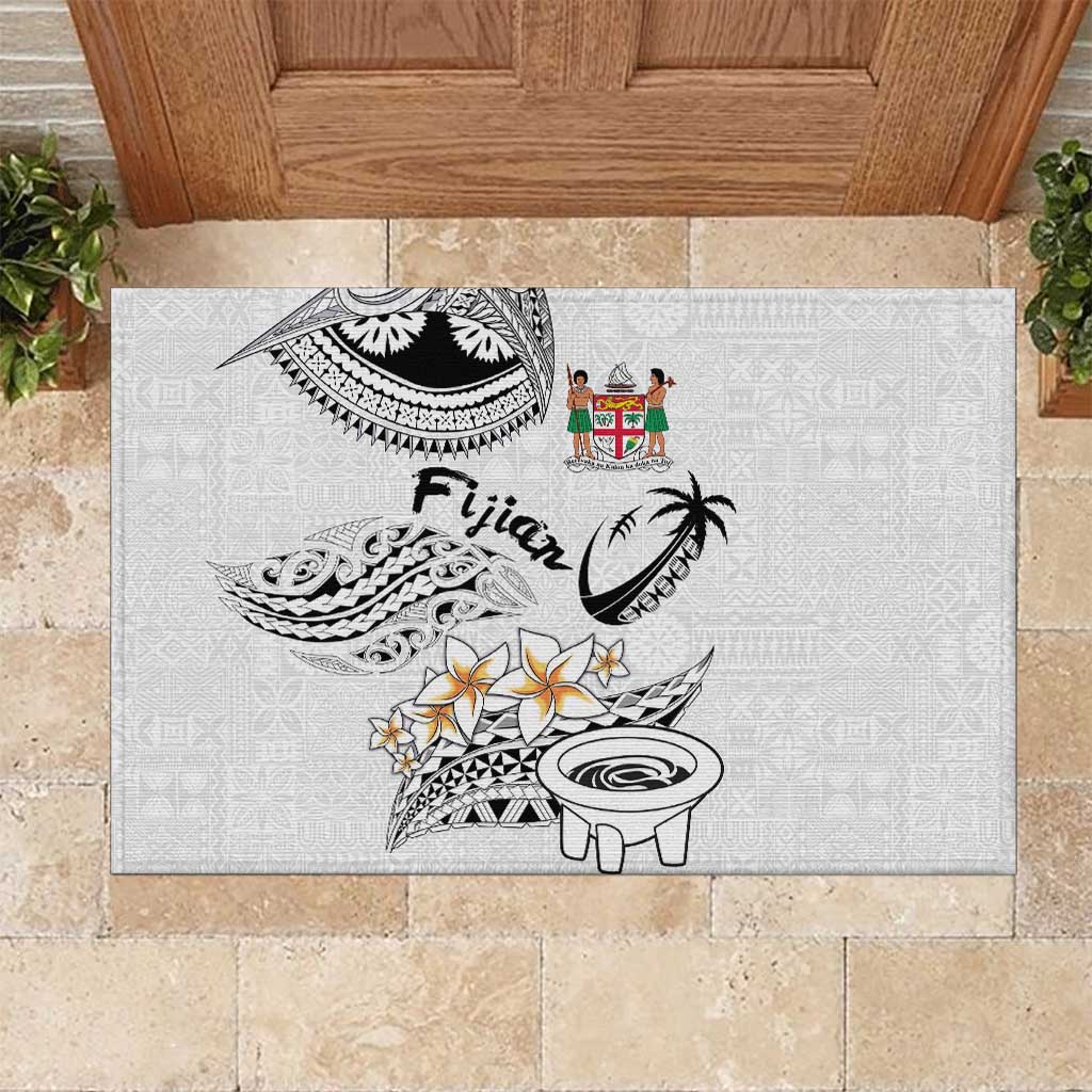 Fijian Traditional Culture Rubber Doormat Tapa Tribal Tattoos LT03 White - Polynesian Pride