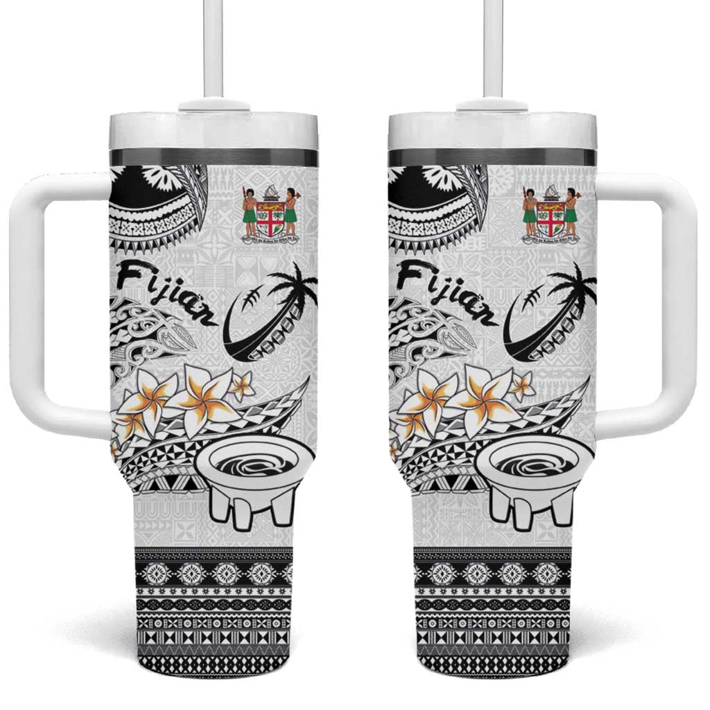 Fijian Traditional Culture Tumbler With Handle Tapa Tribal Tattoos LT03 One Size: 40 oz White - Polynesian Pride