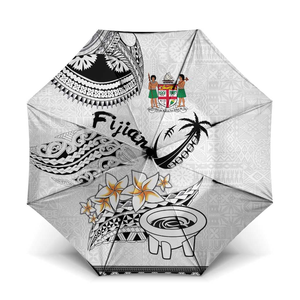 Fijian Traditional Culture Umbrella Tapa Tribal Tattoos LT03 One Size Folded 11.42 inch Opened Diameter 37.4 inch White - Polynesian Pride