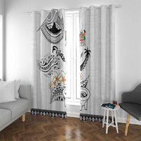 Fijian Traditional Culture Window Curtain Tapa Tribal Tattoos LT03 With Grommets White - Polynesian Pride