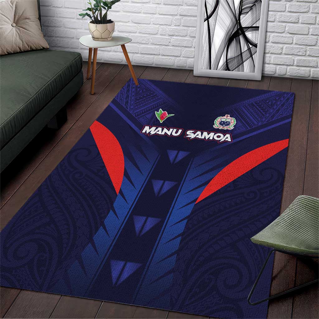 Rugby Samoa Area Rug Siva Tau Spirit Sporty Vibes LT03 Navy - Polynesian Pride