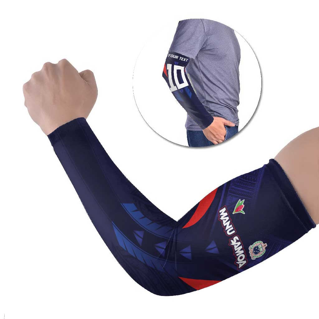 Custom Rugby Samoa Arm Sleeves Siva Tau Spirit Sporty Vibes LT03 Set of 2 Navy - Polynesian Pride