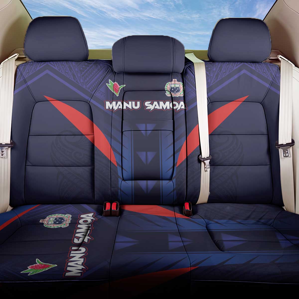 Rugby Samoa Back Car Seat Cover Siva Tau Spirit Sporty Vibes LT03 One Size Navy - Polynesian Pride