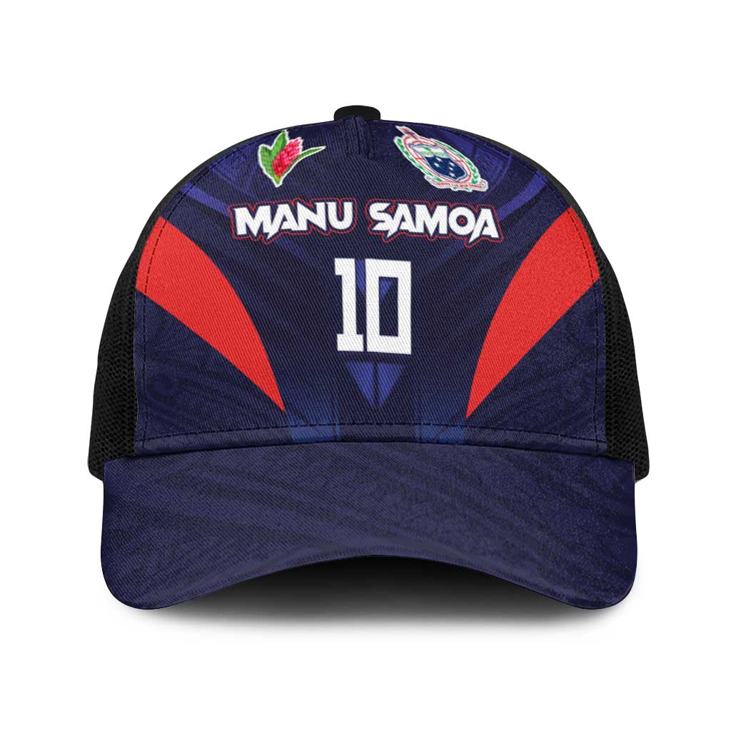 Custom Rugby Samoa Baseball Net Cap Siva Tau Spirit Sporty Vibes LT03 One Size Black Navy - Polynesian Pride