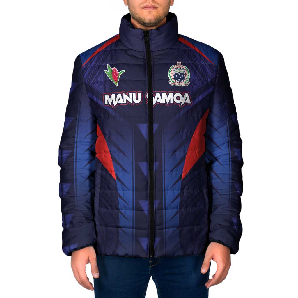 Custom Rugby Samoa Padded Jacket Siva Tau Spirit Sporty Vibes LT03 Men Navy - Polynesian Pride
