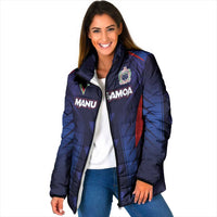 Custom Rugby Samoa Padded Jacket Siva Tau Spirit Sporty Vibes LT03 Women Navy - Polynesian Pride