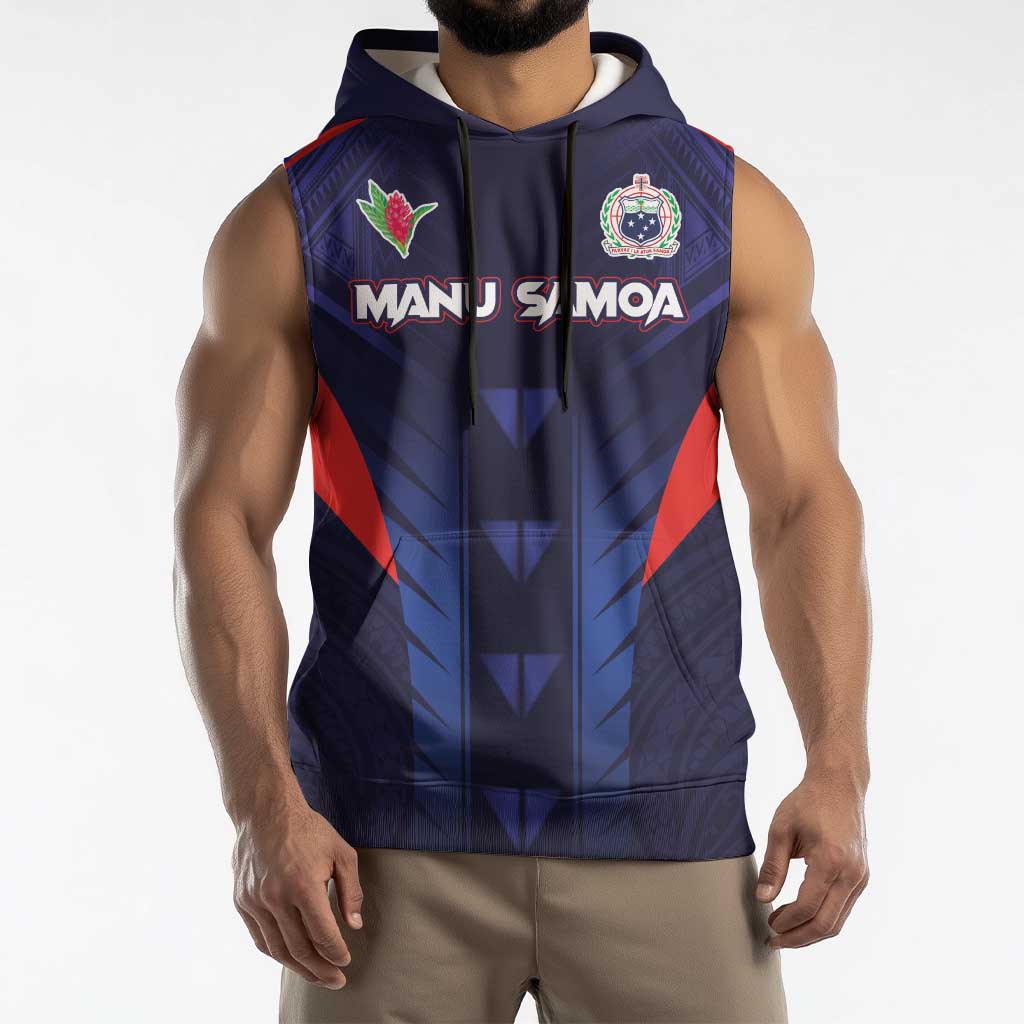 Custom Rugby Samoa Sleeveless Hoodie Siva Tau Spirit Sporty Vibes LT03 - Polynesian Pride