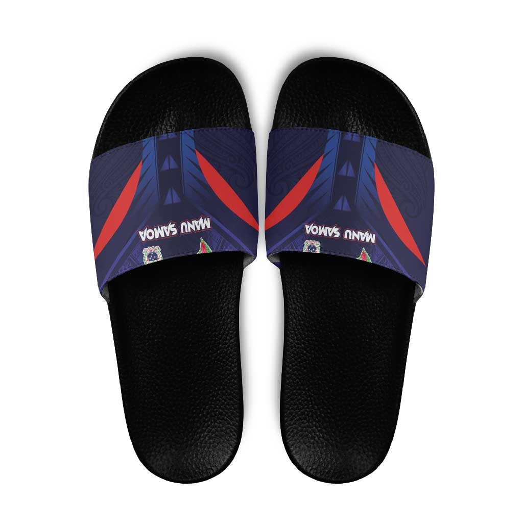 Rugby Samoa Slide Sandals Siva Tau Spirit Sporty Vibes LT03 Navy - Polynesian Pride