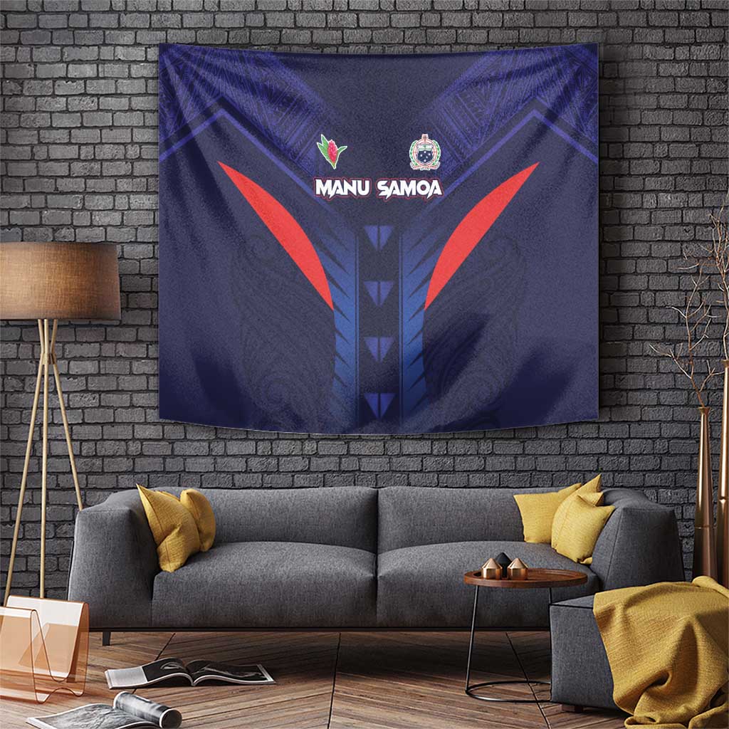 Rugby Samoa Tapestry Siva Tau Spirit Sporty Vibes LT03 Navy - Polynesian Pride