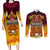 PNG Port Moresby Vipers Rugby Couples Matching Long Sleeve Bodycon Dress and Long Sleeve Button Shirts Fire Vipers Mix PNG Bird Polynesian Tattoo LT03 Yellow - Polynesian Pride