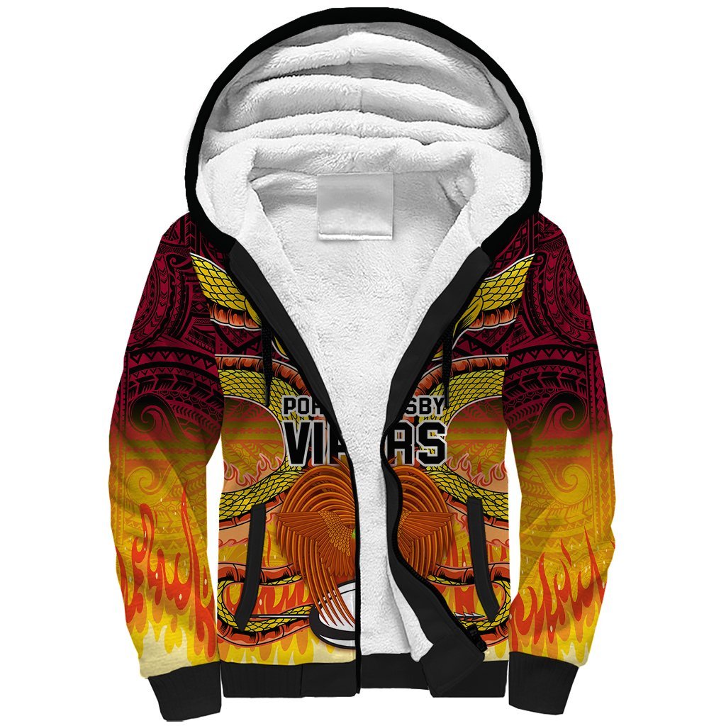 PNG Port Moresby Vipers Rugby Sherpa Hoodie Fire Vipers Mix PNG Bird Polynesian Tattoo LT03 Unisex Yellow - Polynesian Pride