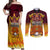 Custom PNG Port Moresby Vipers Rugby Couples Matching Off Shoulder Maxi Dress and Long Sleeve Button Shirts Fire Vipers Mix PNG Bird Polynesian Tattoo LT03 Yellow - Polynesian Pride