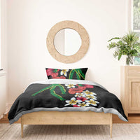 Hawaiian Tropical Flowers and Maile Pikake Bedding Set Polynesian Tribal Pattern Black Color LT03 - Polynesian Pride