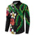 Hawaiian Tropical Flowers and Maile Pikake Button Sweatshirt Polynesian Tribal Pattern Black Color