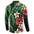 Hawaiian Tropical Flowers and Maile Pikake Button Sweatshirt Polynesian Tribal Pattern Black Color