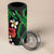 Hawaiian Tropical Flowers and Maile Pikake 4 in 1 Can Cooler Tumbler Polynesian Tribal Pattern Black Color