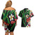 Hawaiian Tropical Flowers and Maile Pikake Couples Matching Off Shoulder Short Dress and Hawaiian Shirt Polynesian Tribal Pattern Black Color LT03