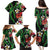 Hawaiian Tropical Flowers and Maile Pikake Family Matching Puletasi and Hawaiian Shirt Polynesian Tribal Pattern Black Color