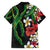 Hawaiian Tropical Flowers and Maile Pikake Family Matching Puletasi and Hawaiian Shirt Polynesian Tribal Pattern Black Color