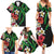 Hawaiian Tropical Flowers and Maile Pikake Family Matching Summer Maxi Dress and Hawaiian Shirt Polynesian Tribal Pattern Black Color