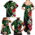 Hawaiian Tropical Flowers and Maile Pikake Family Matching Summer Maxi Dress and Hawaiian Shirt Polynesian Tribal Pattern Black Color