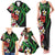 Hawaiian Tropical Flowers and Maile Pikake Family Matching Tank Maxi Dress and Hawaiian Shirt Polynesian Tribal Pattern Black Color