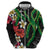 Hawaiian Tropical Flowers and Maile Pikake Hoodie Polynesian Tribal Pattern Black Color