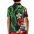 Hawaiian Tropical Flowers and Maile Pikake Kid Polo Shirt Polynesian Tribal Pattern Black Color