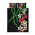 Hawaiian Tropical Flowers and Maile Pikake Quilt Bed Set Polynesian Tribal Pattern Black Color