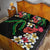 Hawaiian Tropical Flowers and Maile Pikake Quilt Bed Set Polynesian Tribal Pattern Black Color