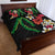 Hawaiian Tropical Flowers and Maile Pikake Quilt Bed Set Polynesian Tribal Pattern Black Color