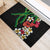 Hawaiian Tropical Flowers and Maile Pikake Rubber Doormat Polynesian Tribal Pattern Black Color