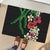 Hawaiian Tropical Flowers and Maile Pikake Rubber Doormat Polynesian Tribal Pattern Black Color