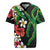 Hawaiian Tropical Flowers and Maile Pikake Rugby Jersey Polynesian Tribal Pattern Black Color