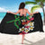 Hawaiian Tropical Flowers and Maile Pikake Sarong Polynesian Tribal Pattern Black Color