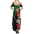 Hawaiian Tropical Flowers and Maile Pikake Summer Maxi Dress Polynesian Tribal Pattern Black Color