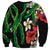 Hawaiian Tropical Flowers and Maile Pikake Sweatshirt Polynesian Tribal Pattern Black Color