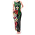 Hawaiian Tropical Flowers and Maile Pikake Tank Maxi Dress Polynesian Tribal Pattern Black Color