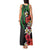 Hawaiian Tropical Flowers and Maile Pikake Tank Maxi Dress Polynesian Tribal Pattern Black Color