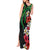 Hawaiian Tropical Flowers and Maile Pikake Tank Maxi Dress Polynesian Tribal Pattern Black Color