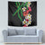 Hawaiian Tropical Flowers and Maile Pikake Tapestry Polynesian Tribal Pattern Black Color