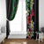 Hawaiian Tropical Flowers and Maile Pikake Window Curtain Polynesian Tribal Pattern Black Color