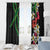 Hawaiian Tropical Flowers and Maile Pikake Window Curtain Polynesian Tribal Pattern Black Color