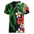 Hawaiian Tropical Flowers and Maile Pikake Women V-Neck T-Shirt Polynesian Tribal Pattern Black Color