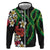 Hawaiian Tropical Flowers and Maile Pikake Zip Hoodie Polynesian Tribal Pattern Black Color