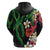 Hawaiian Tropical Flowers and Maile Pikake Zip Hoodie Polynesian Tribal Pattern Black Color