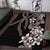 Hawaiian Tropical Flowers and Maile Pikake Area Rug Polynesian Tribal Pattern Grayscale Mode