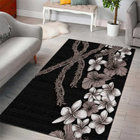 Hawaiian Tropical Flowers and Maile Pikake Area Rug Polynesian Tribal Pattern Grayscale Mode LT03 - Polynesian Pride